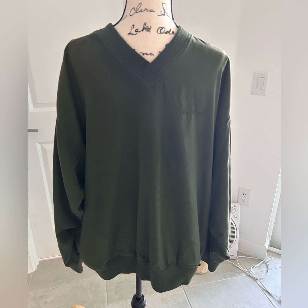 Eddie Bauer Men's Olive V-Neck Golf Sweater